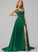 Split Satin A-Line Kenna With Neckline Prom Dresses Sweep Sequins Square Train Lace Front