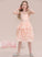 Evangeline With Scoop Knee-Length Cascading A-Line Sequins Neck Ruffles Beading Junior Bridesmaid Dresses Chiffon