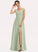 A-Line Fabric Neckline V-neck Floor-Length Lace Embellishment Length Silhouette SplitFront Nia Spaghetti Staps