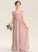 Chiffon A-Line With Junior Bridesmaid Dresses Ruby Bow(s) Ruffle Floor-Length V-neck