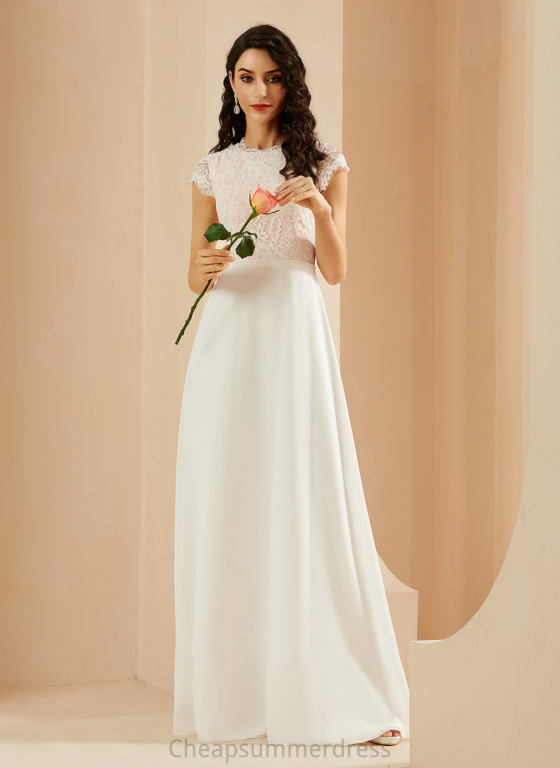 Neck A-Line Wedding Floor-Length Alina Scoop Dress With Wedding Dresses Lace
