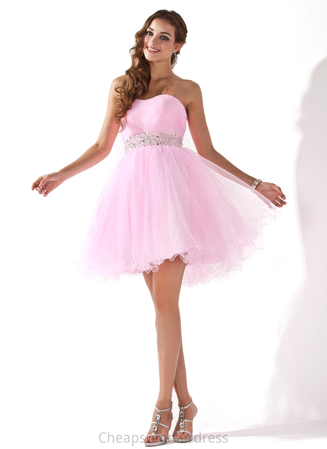 A-Line/Princess Tulle Sweetheart Prom Dresses Sequins With Lilianna Beading Short/Mini
