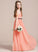 A-Line Arely One-Shoulder Bow(s) Chiffon Ruffle Floor-Length With Junior Bridesmaid Dresses