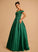 Ball-Gown/Princess Annabel With Prom Dresses Off-the-Shoulder Satin Sequins Floor-Length