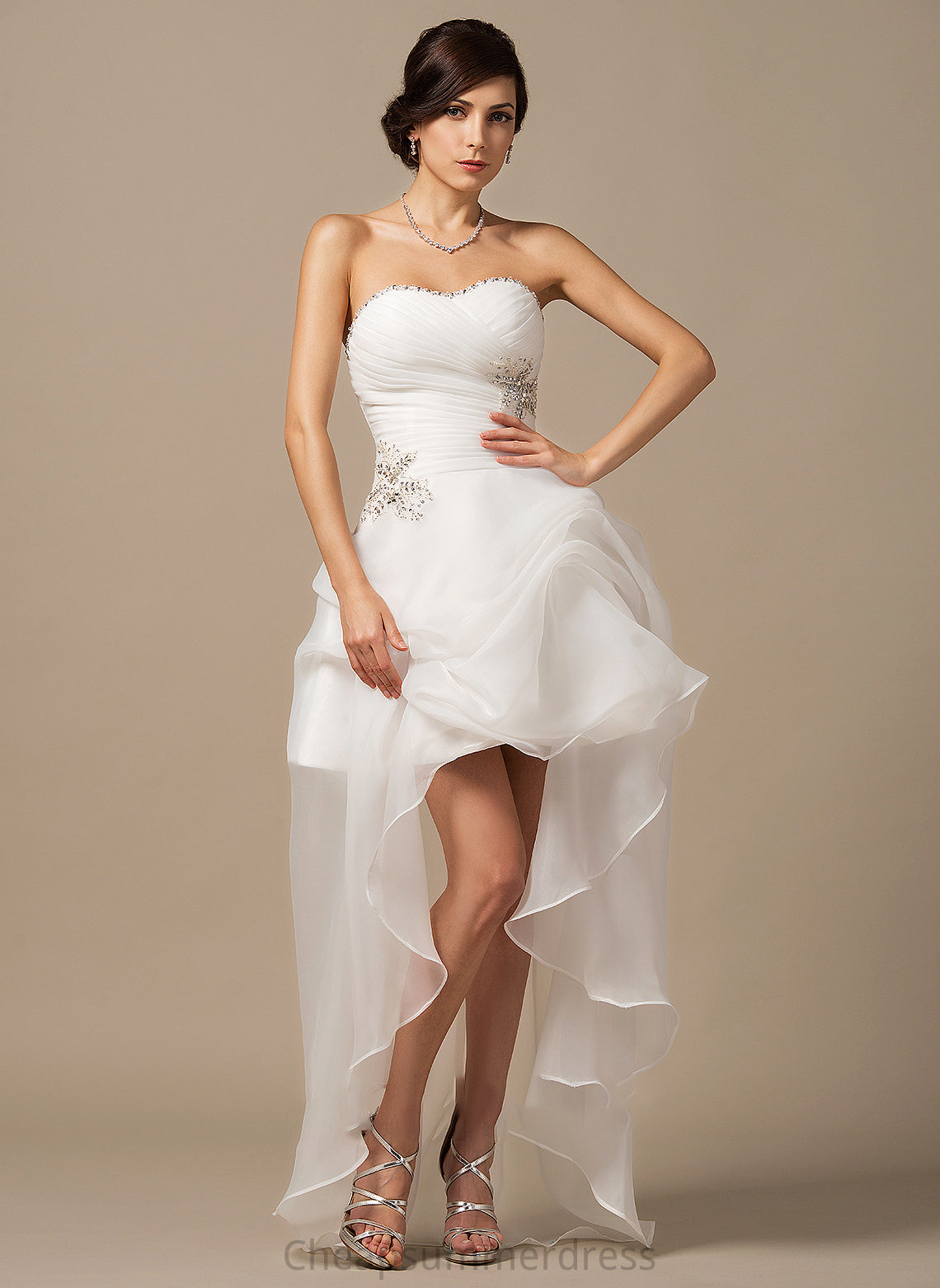 Ruffle A-Line Sweetheart With Wedding Dresses Dress Beading Athena Wedding Sequins Organza Asymmetrical