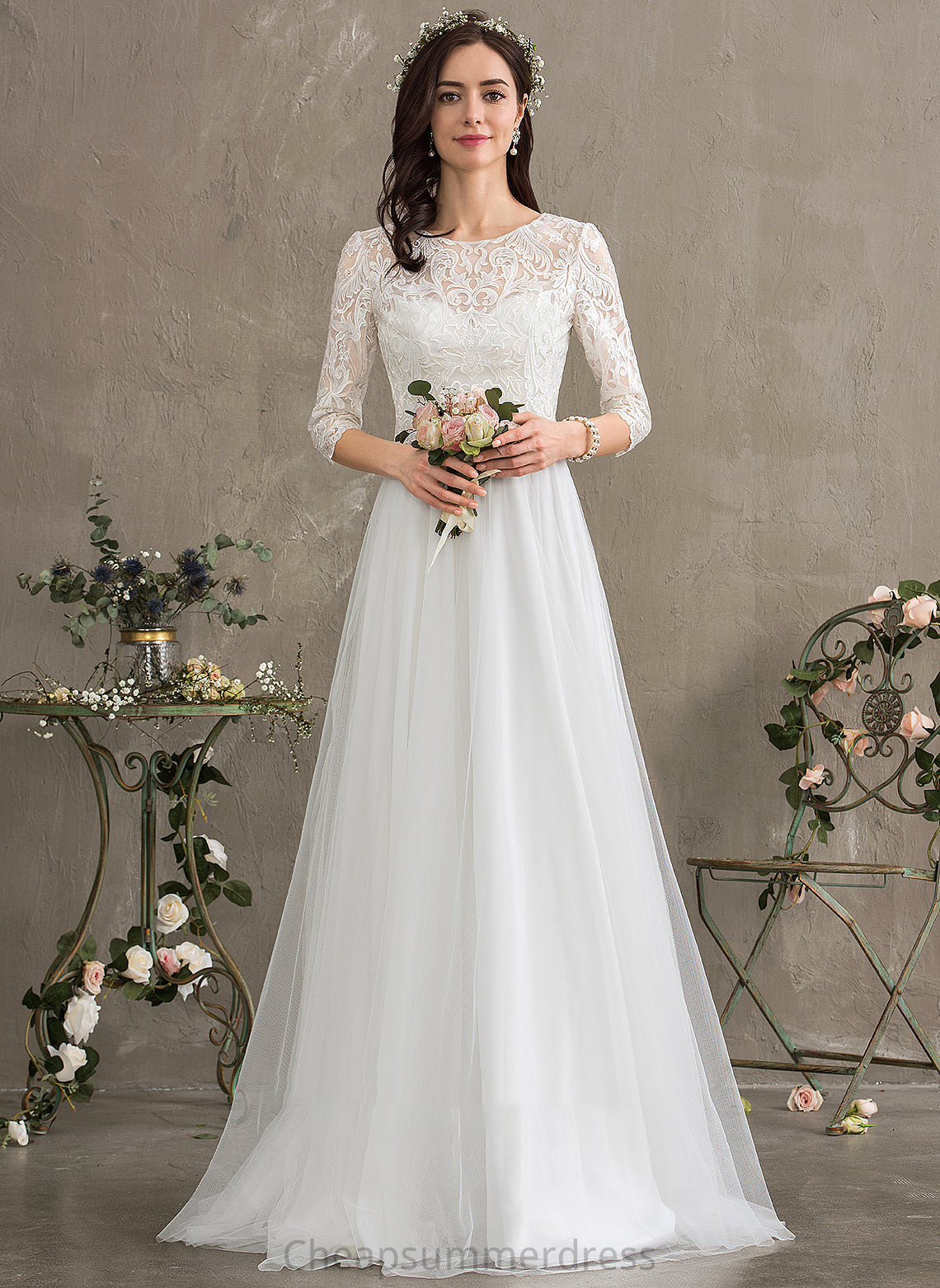 Wedding Dresses A-Line Brielle Sweetheart Floor-Length Wedding Dress Tulle