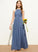 Ruffle With A-Line Neck Scoop Floor-Length Junior Bridesmaid Dresses Heather Chiffon