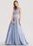 Floor-Length Beading Satin Sequins Neck With Karina Scoop Prom Dresses Ball-Gown/Princess