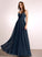 Silhouette Length Floor-Length Fabric A-Line Embellishment Lace Neckline V-neck Elena Natural Waist Spandex