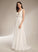 A-Line Sadie Sweep Wedding Dresses V-neck With Wedding Beading Train Dress