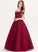 Lace Tulle Off-the-Shoulder Beading Junior Bridesmaid Dresses Ball-Gown/Princess Floor-Length With Isabella Sequins