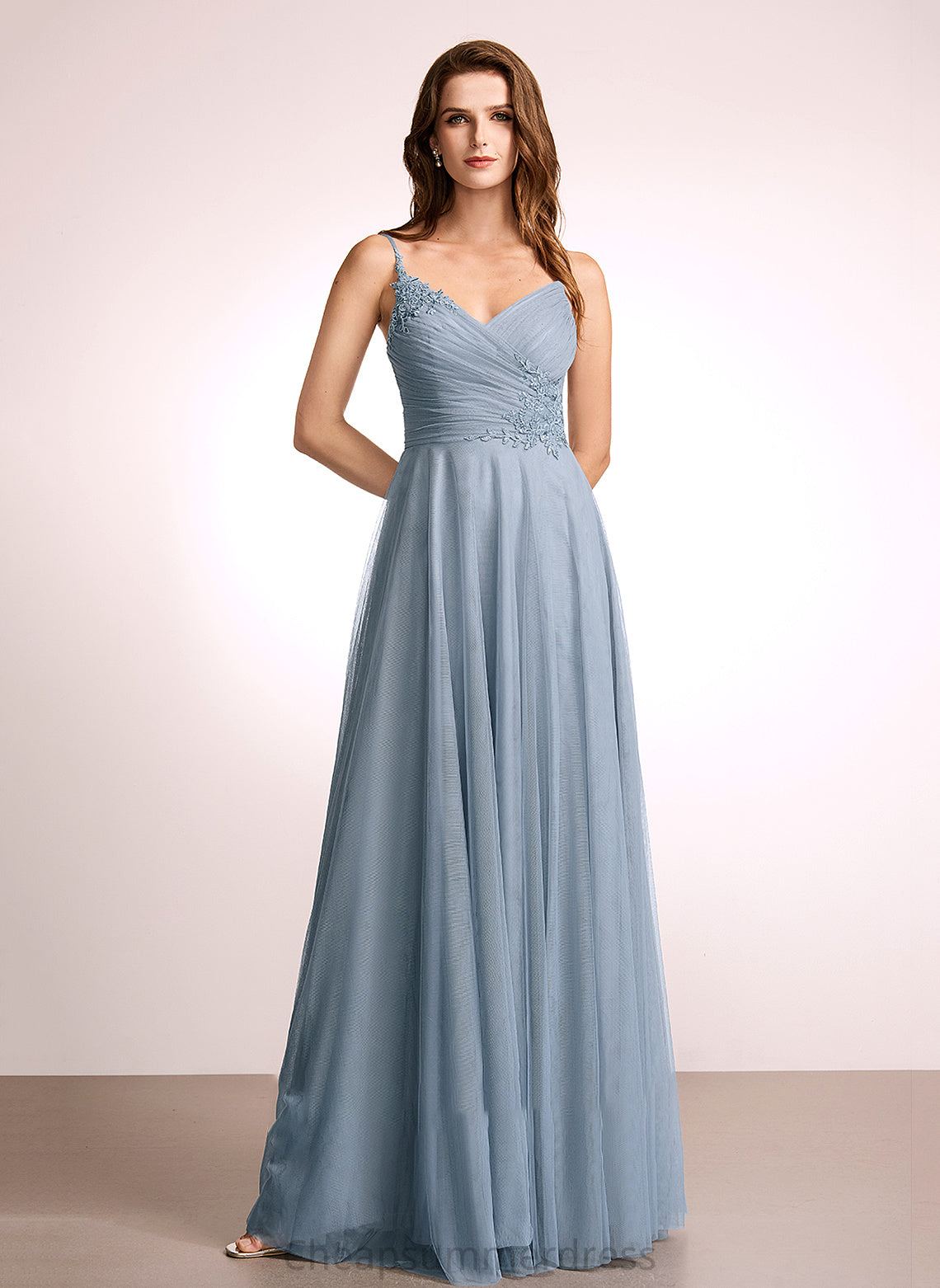 V-neck Lace Fabric Length Floor-Length Silhouette Neckline Embellishment A-Line Daniella A-Line/Princess Floor Length