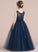 Junior Bridesmaid Dresses Ball-Gown/PrincessScoopNeckFloor-LengthTulleJuniorBridesmaidDressWithSash#126265 Madelyn