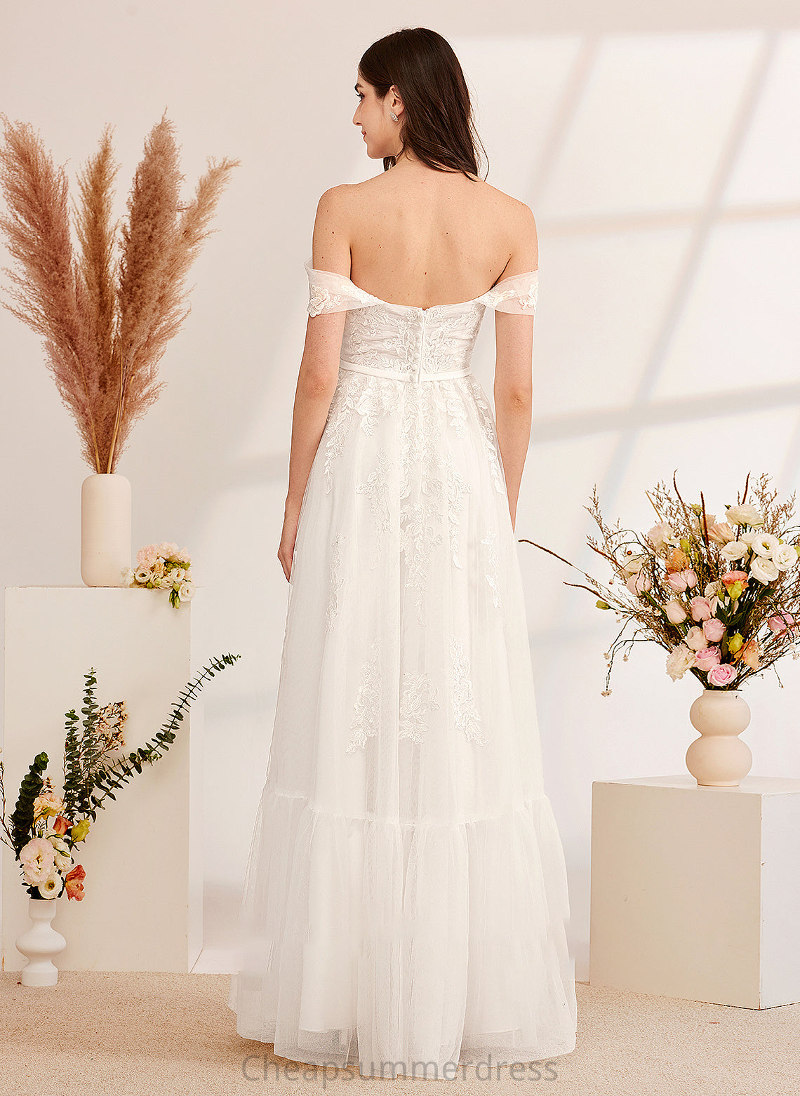 Off-the-Shoulder A-Line With Wedding Dresses Floor-Length Dress Wedding Beading Sequins Charity