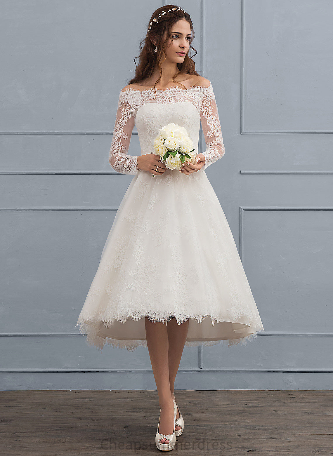 Wedding Reyna A-Line With Dress Lace Beading Wedding Dresses Asymmetrical
