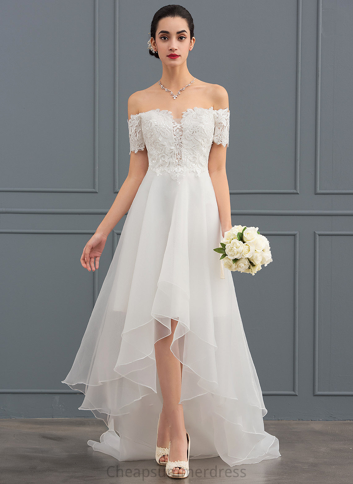 Sequins With Organza A-Line Wedding Danika Wedding Dresses Dress Asymmetrical