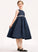 Lace Knee-Length Satin Valery Junior Bridesmaid Dresses Neck Bow(s) With A-Line Scoop Beading