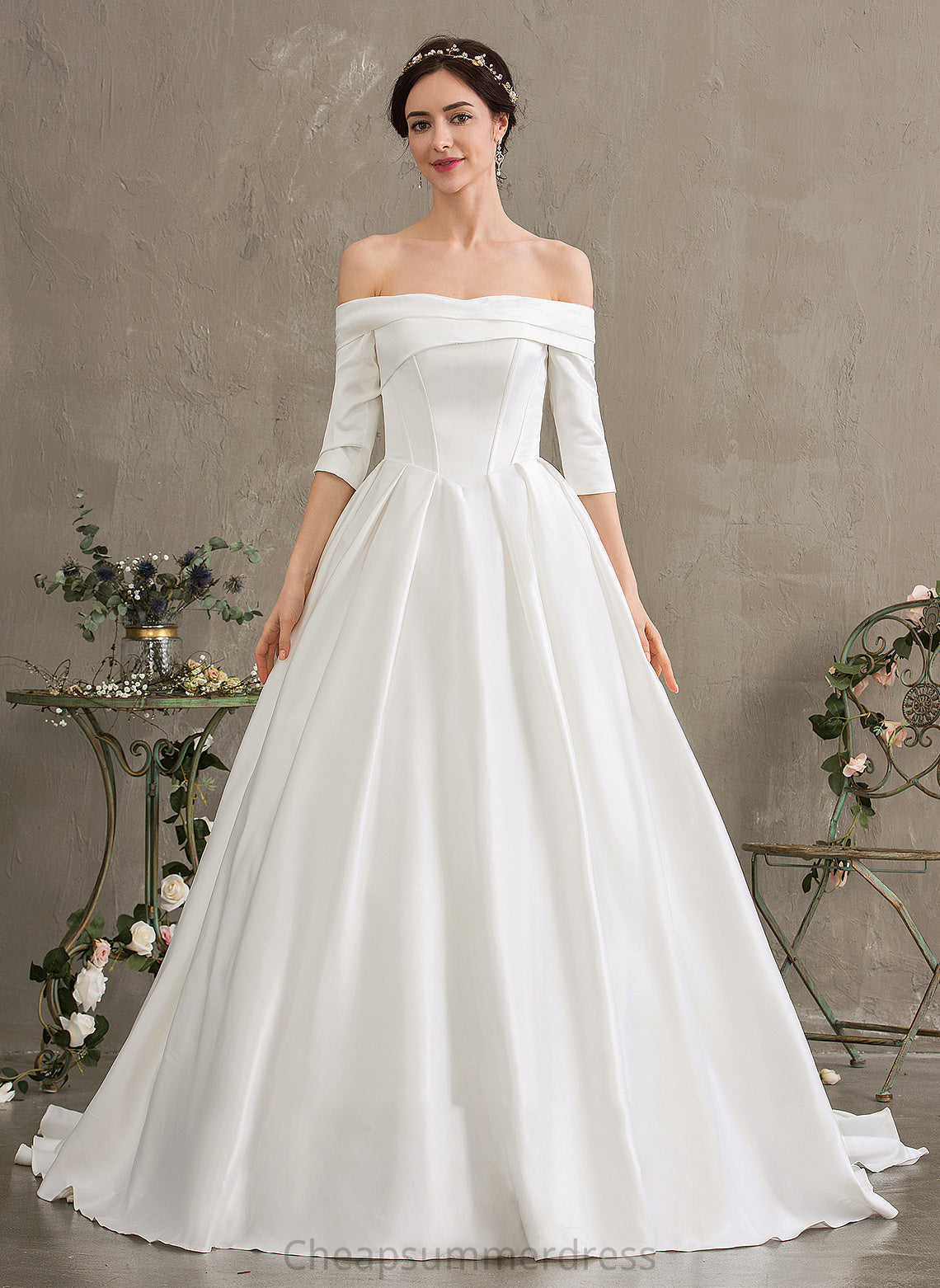 Wedding Dresses Satin Rhianna Ball-Gown/Princess Train Dress Wedding Court