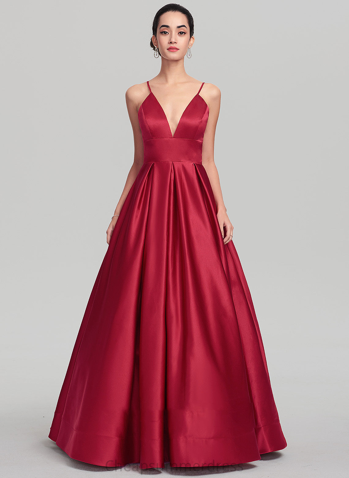 Prom Dresses Floor-Length Satin Ball-Gown/Princess Roselyn V-neck