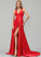 With Caitlyn Train Prom Dresses Ball-Gown/Princess V-neck Sweep Satin Front Split