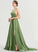 Front Ashly Scoop Prom Dresses Neck Split A-Line Sweep Satin Train With