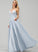 V-neck Floor-Length Areli Prom Dresses Satin A-Line