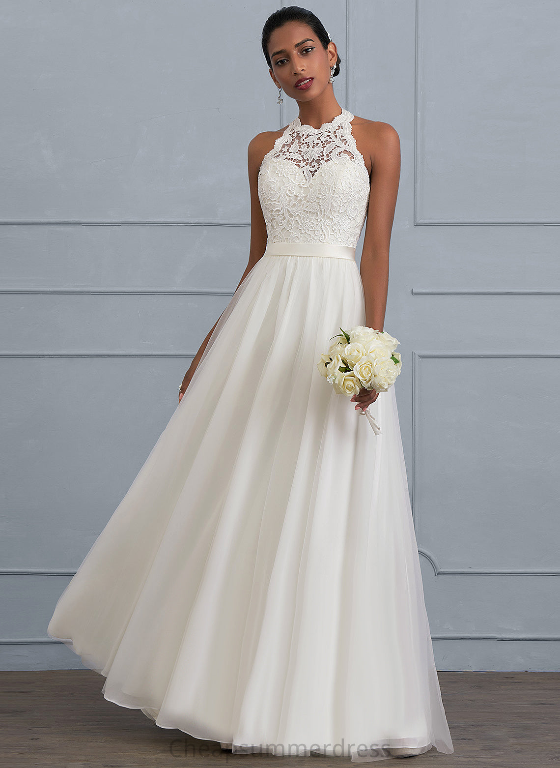 Wedding Dresses Nan Tulle A-Line Floor-Length Lace Dress Charmeuse Wedding