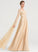 Chiffon Ruffle Wedding Neckline Floor-Length Wedding Dresses With Beading Alanna Square Dress A-Line