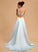 Satin Prom Dresses Sweep Peyton Ball-Gown/Princess Beading Train V-neck With