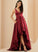 Prom Dresses Shaniya Pockets V-neck Asymmetrical With Ball-Gown/Princess Satin