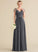 Neckline Ruffle V-neck A-Line Beading Fabric Embellishment Floor-Length Length Sequins Silhouette Piper