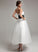 Beading Dress Wedding Dresses Tulle Strapless Wedding Ava Sash Bow(s) With Ball-Gown/Princess Tea-Length Lace