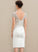 Sheath/Column Sahna Wedding Dresses V-neck Knee-Length Wedding Dress Lace Satin