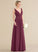 A-Line V-neck Neckline Fabric Length Embellishment Ruffle Floor-Length Silhouette Karlee Natural Waist A-Line/Princess
