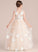 Tulle Floor-Length Flower(s) Ball-Gown/Princess Bow(s) Neck Cali With Scoop Junior Bridesmaid Dresses