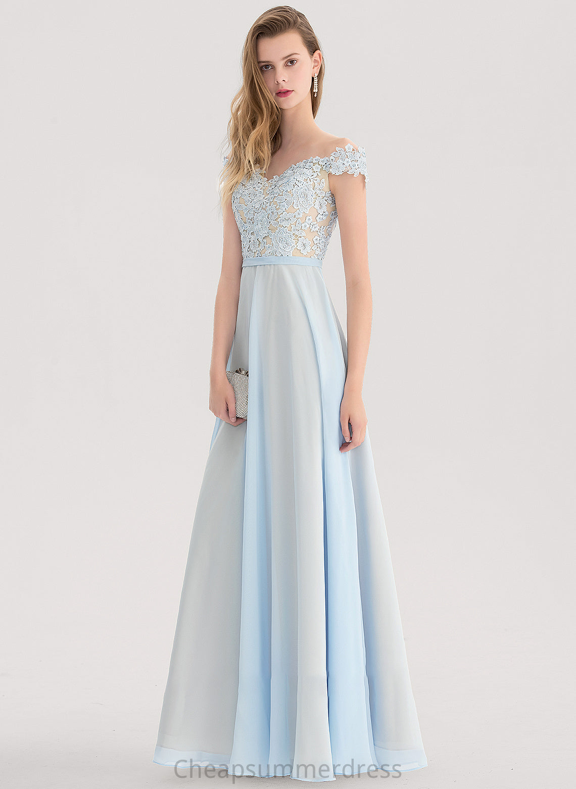 Beading Floor-Length Chiffon Cornelia Sequins Prom Dresses A-Line Off-the-Shoulder With
