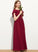 A-Line Junior Bridesmaid Dresses With Cascading Laylah Floor-Length Ruffles Neck Chiffon Scoop