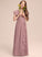 V-neck A-Line Junior Bridesmaid Dresses Cascading Ruffles With Floor-Length Autumn Chiffon