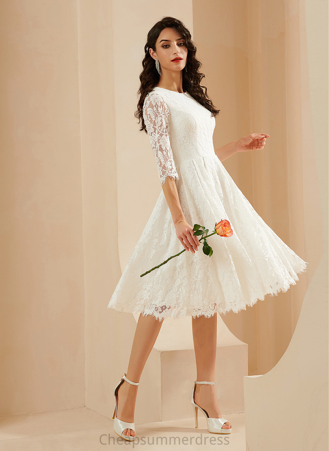 A-Line Dress Jimena Knee-Length Wedding Dresses Wedding