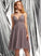 Beading With Knee-Length A-Line V-neck Aspen Prom Dresses Tulle Sequins