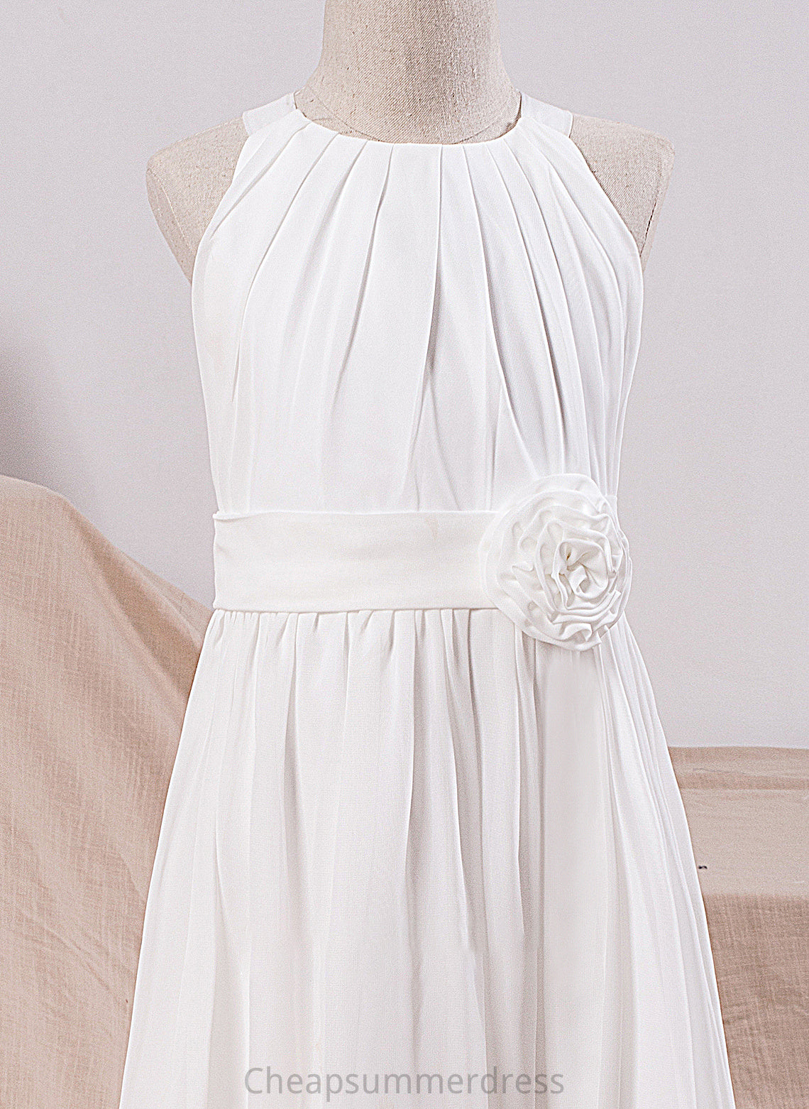 Scoop With Junior Bridesmaid Dresses Chiffon Neck Ankle-Length Flower(s) A-Line Micah