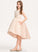 A-Line Neck Lace Beading Pockets Junior Bridesmaid Dresses Satin With Asymmetrical Scoop Aleah