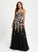Ball-Gown/Princess V-neck Lace With Ryleigh Prom Dresses Train Sweep Tulle