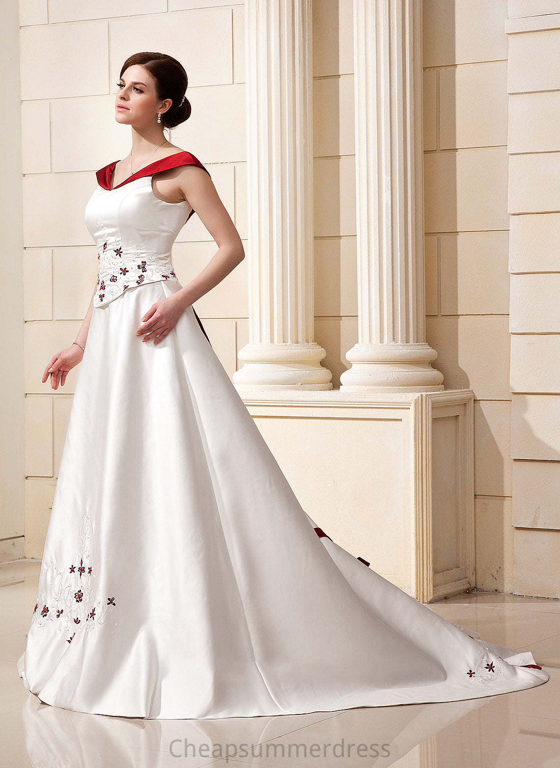 With Chapel Flower(s) Dress Wedding Beading Satin Train Ball-Gown/Princess Wedding Dresses June