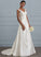 Alisson Satin Beading Ball-Gown/Princess Ruffle Dress Sweep V-neck Train Wedding Dresses Wedding Sequins With