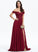 A-Line Sweep Cailyn Lace Off-the-Shoulder Train With Sequins Prom Dresses Chiffon