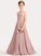 A-Line Lace Junior Bridesmaid Dresses Chiffon Neck Scoop Floor-Length Alula