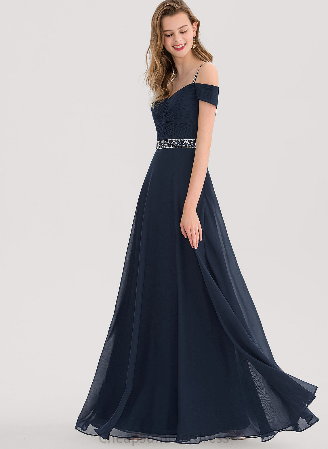 With Floor-Length Sweetheart Chiffon Greta A-Line Prom Dresses Beading Sequins