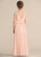 V-neck Floor-Length A-Line Bow(s) With Liana Chiffon Junior Bridesmaid Dresses Ruffle