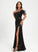 Scoop Sheath/Column Cadence Neck Sequined Prom Dresses Floor-Length Feather Sequins With